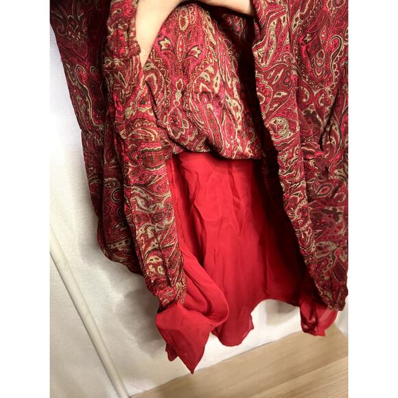 Vintage 90s y2k Evan Picone Witchy Cottage Red Paisley Fall Maxi Skirt - Picture 4 of 11